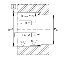 推力角接觸球軸承 7603025-2RS-TVP, 單向，接觸角 a = 60°，限制公差，兩側唇密封