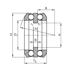 推力深溝球軸承 54322-MP + U322, 根據 DIN 711/ISO 104 標準的主要尺寸，單向，帶球面軸承座圈和一個或兩個座圈，可分離