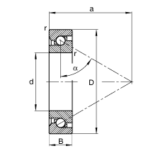 推力角接觸球軸承 BSB040090-T, 單向，接觸角 α = 60°，限制公差