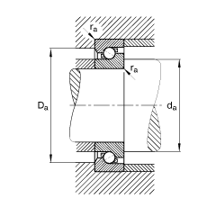 推力角接觸球軸承 BSB075110-T, 單向，接觸角 α = 60°，限制公差