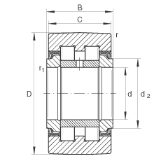 支撐型滾輪 PWTR1747-2RS, 滿裝滾子，軸向引導(dǎo)，兩側(cè)唇密封