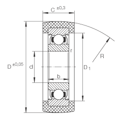 滾輪 KLRU15X47X20-2Z, 帶塑料箍，兩側密封