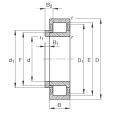 圓柱滾子軸承 NJ330-E-M1 + HJ330E, 根據(jù) DIN 5412-1 標(biāo)準(zhǔn)的主要尺寸, 帶 L 型圈，定位軸承, 可分離, 帶保持架