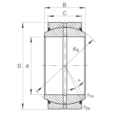 關(guān)節(jié)軸承 GE50-DO-2RS, 根據(jù) DIN ISO 12 240-1 標(biāo)準(zhǔn), 需維護(hù)，兩側(cè)唇密封