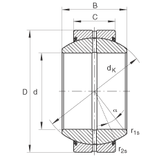 關節軸承 GE35-FO-2RS, 根據 DIN ISO 12 240-1 標準, 需維護，兩側唇密封