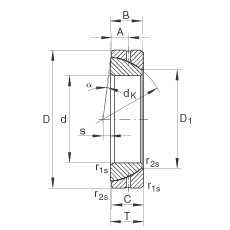 角接觸關節軸承 GE150-SX, 根據 DIN ISO 12 240-2 標準，需維護