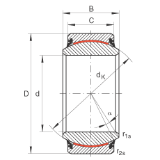 關(guān)節(jié)軸承 GE70-UK-2RS, 根據(jù) DIN ISO 12 240-1 標(biāo)準(zhǔn), 免維護(hù)，兩側(cè)唇密封