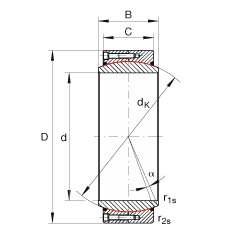 大的關(guān)節(jié)軸承 GE480-DW-2RS2, 根據(jù) DIN ISO 12 240-1 標(biāo)準(zhǔn), 免維護(hù)，兩側(cè)密封