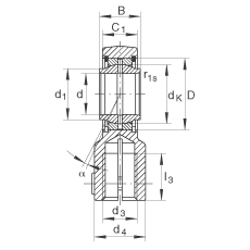 液壓桿端軸承 GIHNRK50-LO, 根據 DIN ISO 12 240-4 標準，帶右旋螺紋夾緊裝置，需維護