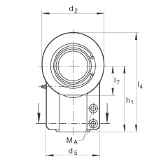 液壓桿端軸承 GIHNRK80-LO, 根據 DIN ISO 12 240-4 標準，帶右旋螺紋夾緊裝置，需維護