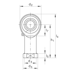 桿端軸承 GIKL8-PB, 根據 DIN ISO 12 240-4 標準，帶左旋內螺紋，需維護