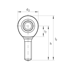 桿端軸承 GAR12-UK, 根據 DIN ISO 12 240-4 標準，帶右旋外螺紋，需維護