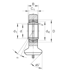 液壓桿端軸承 GK10-DO, 根據(jù) DIN ISO 12 240 標(biāo)準(zhǔn)，帶焊接面，需維護(hù)