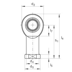 桿端軸承 GIL80-UK-2RS, 根據(jù) DIN ISO 12 240-4 標(biāo)準(zhǔn)，帶左旋內(nèi)螺紋，免維護(hù)，兩側(cè)唇密封