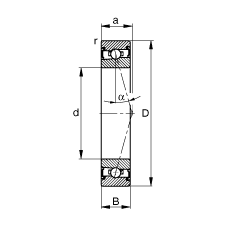 主軸軸承 HSS7007-C-T-P4S, 調節(jié)，成對安裝，接觸角 α = 15°，兩側唇密封，非接觸，加嚴公差