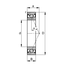 主軸軸承 HSS71905-E-T-P4S, 調節，成對安裝，接觸角 α = 25°，兩側唇密封，非接觸，限制公差