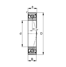 主軸軸承 HCS71913-C-T-P4S, 調節，成對安裝，接觸角 α = 15°，兩側唇密封，非接觸，限制公差