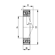 主軸軸承 HCS7006-E-T-P4S, 調(diào)節(jié)，成對或單元安裝，接觸角 α = 25°，兩側(cè)唇密封，非接觸，限制公差