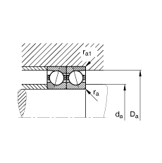 主軸軸承 B7216-E-T-P4S, 調節，成對或單元安裝，接觸角 α = 25°，限制公差