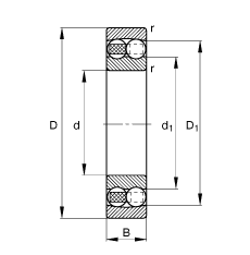 自調(diào)心球軸承 2208-TVH, 根據(jù) DIN 630 標(biāo)準(zhǔn)的主要尺寸