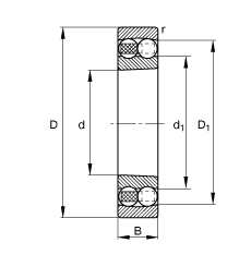 自調(diào)心球軸承 2220-K-M-C3, 根據(jù) DIN 630 標(biāo)準(zhǔn)的主要尺寸, 錐孔，錐度 1:12