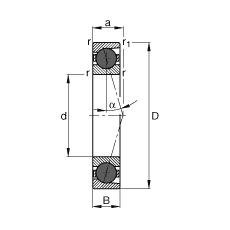 主軸軸承 HCB71900-C-T-P4S, 調(diào)節(jié)，成對或單元安裝，接觸角 α = 15°，陶瓷球，限制公差