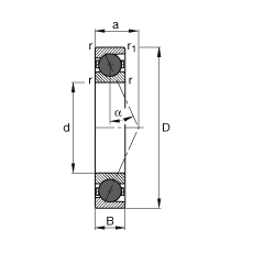 主軸軸承 HCB7200-E-T-P4S, 調(diào)節(jié)，成對或單元安裝，接觸角 α = 25°，陶瓷球，限制公差