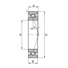 主軸軸承 HS7006-C-T-P4S, 調節，成對安裝，接觸角 α = 15°，限制公差