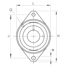 軸承座單元 PCJT2-3/16, 對角法蘭軸承座單元，鑄鐵，根據 ABMA 15 - 1991, ABMA 14 - 1991, ISO3228 帶有偏心緊定環，P型密封，英制