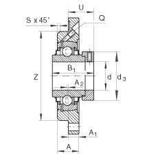 軸承座單元 RME30-N, 帶四個(gè)螺栓孔的法蘭的軸承座單元，定心凸出物，鑄鐵，偏心鎖圈，R 型密封