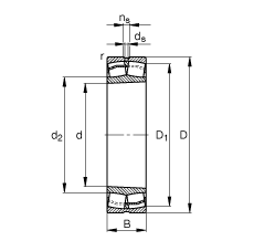 調心滾子軸承 22209-E1-K, 根據 DIN 635-2 標準的主要尺寸, 錐孔，錐度 1:12