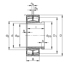 調(diào)心滾子軸承 23224-E1-K-TVPB + AHX3224A, 根據(jù) DIN 635-2 標(biāo)準(zhǔn)的主要尺寸, 帶錐孔和退卸套